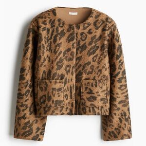 H&M Brown Leopard Print Teddy Jacket